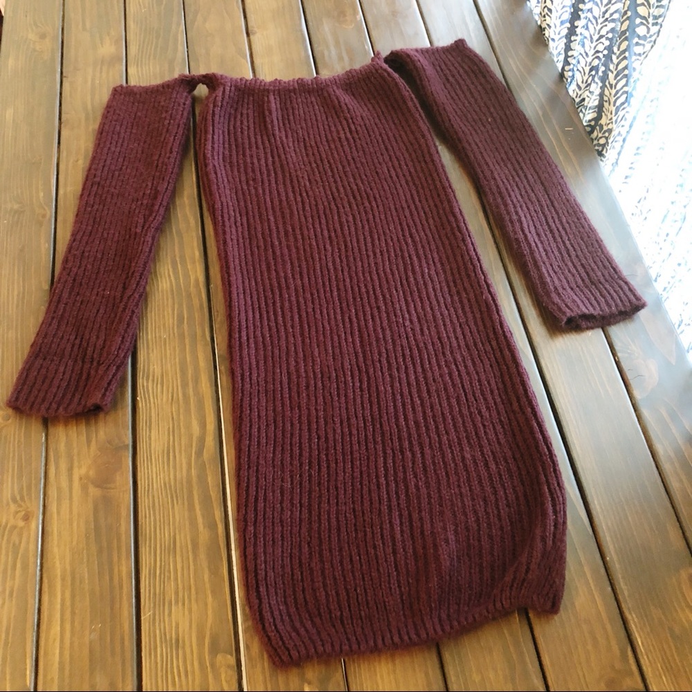 💖Off the Shoulder Knit Dress in Purple